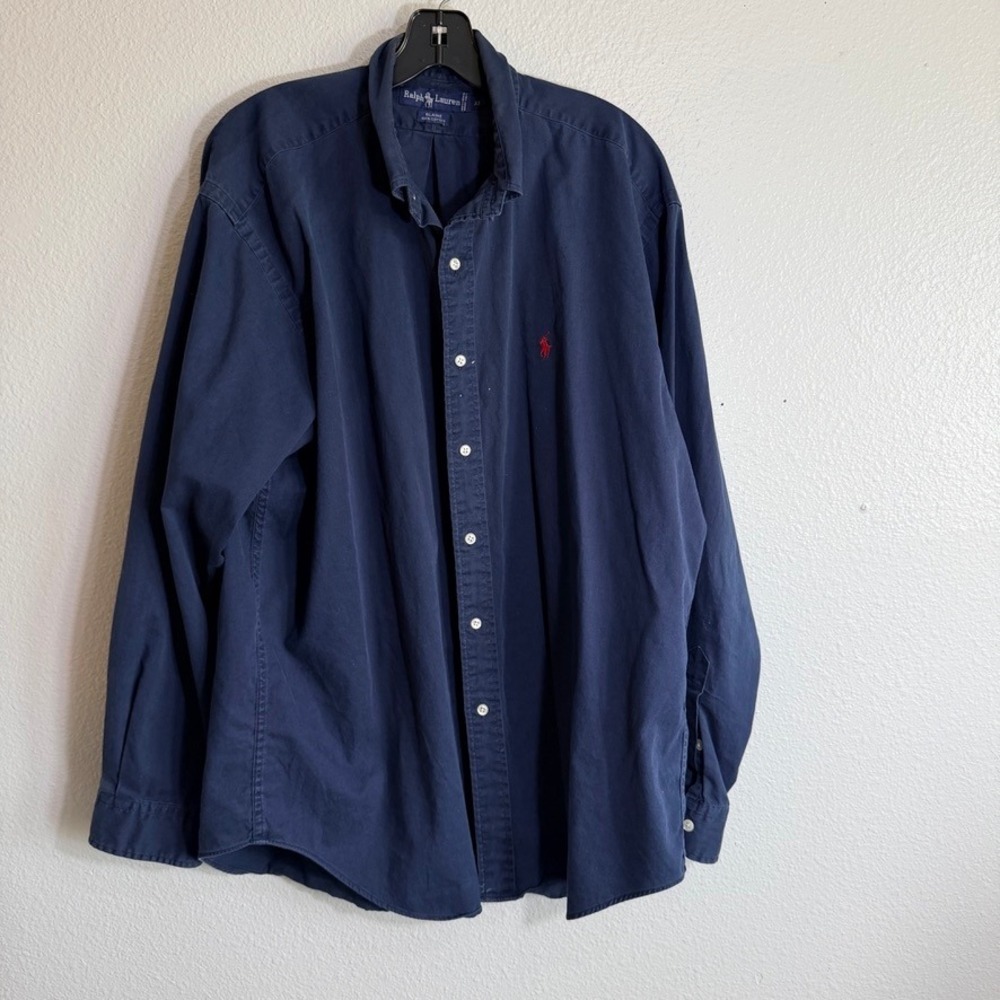 Ralph Lauren Blaire Mens XL Navy Blue Cotton Long Sleeve Button Down Shirt